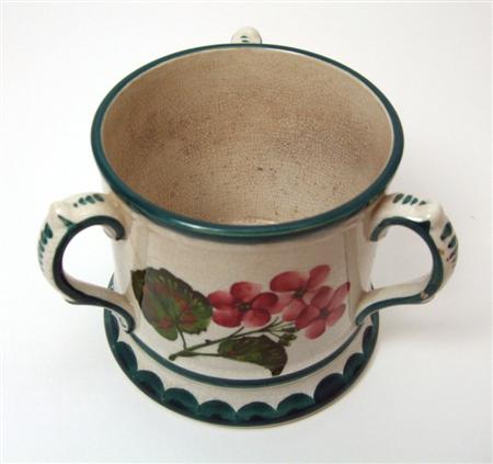 Appraisal: WEMYSS SMALL LOVING CUP EARLY TH CENTURY decorated with pelargonium