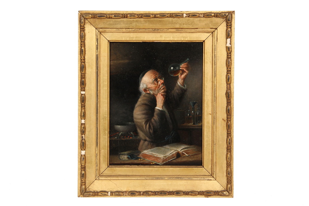 Appraisal: CARL SCHLEICHER Austria active - The Alchemist oil on panel