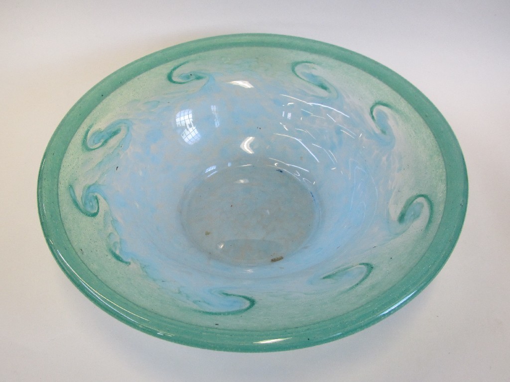 Appraisal: Monart glass bowl in green and pale blue and a