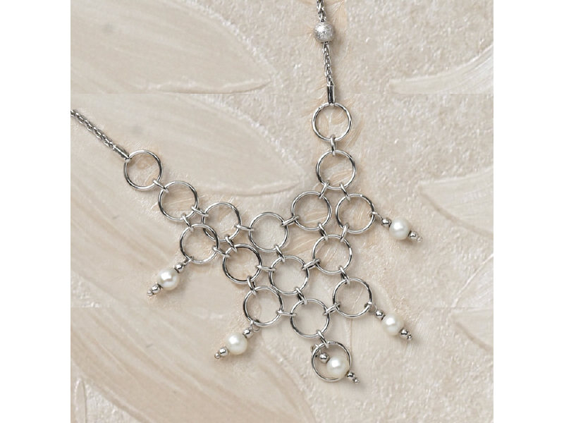 Appraisal: PEARL AND BEAD NECKLACE k white gold necklace with five