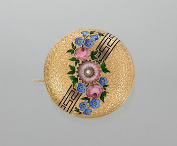 Appraisal: A Victorian Gold Enamel and Diamond Broach k yellow gold