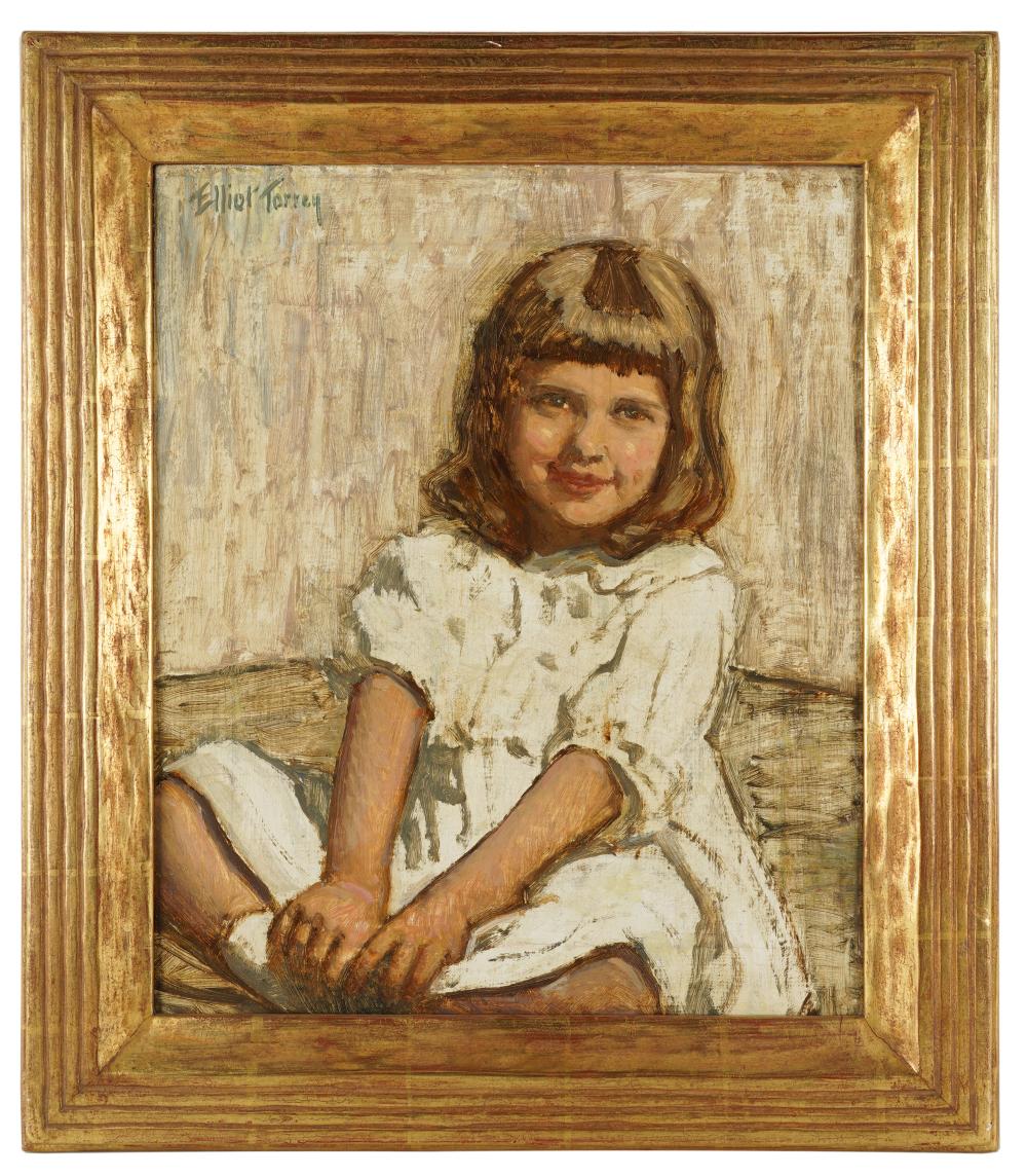 Appraisal: ELLIOT TORREY - PORTRAIT OF A YOUNG GIRLcirca oil on