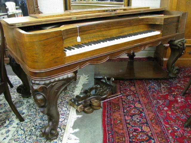 Appraisal: Antique square grand piano with rosewood case and carved mahogany