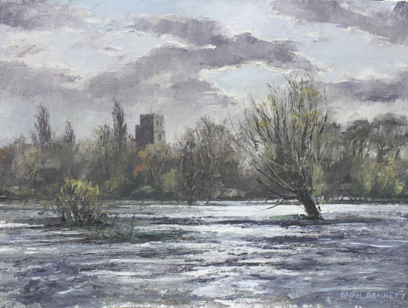 Appraisal: Brian Bennett British th century A river view with a