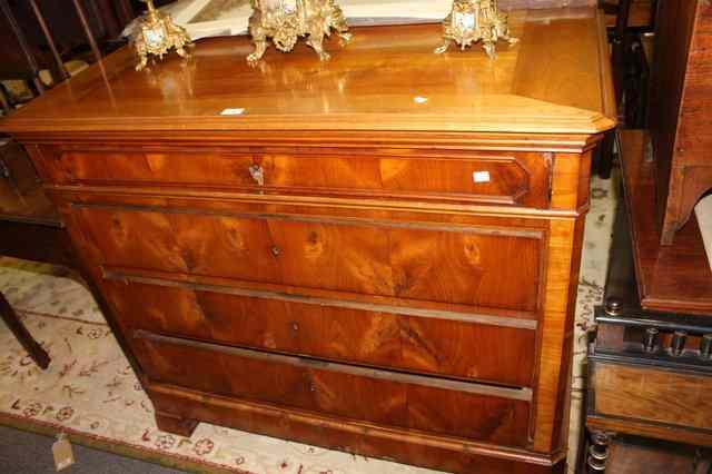 Appraisal: A TH CENTURY CONTINENTAL CHESTNUT CHEST OF FOUR DRAWERS with