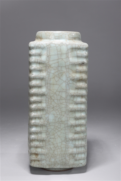 Appraisal: Chinese celadon crackle glazed cong form vase minor flaws and