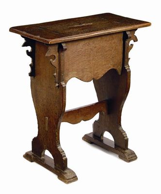 Appraisal: An Anglo-Flemish oak boarded stool c with ogee aprons having