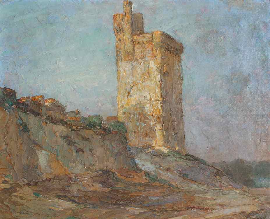 Appraisal: ORR Louis American - European Landscape With Castle Oil Canvas