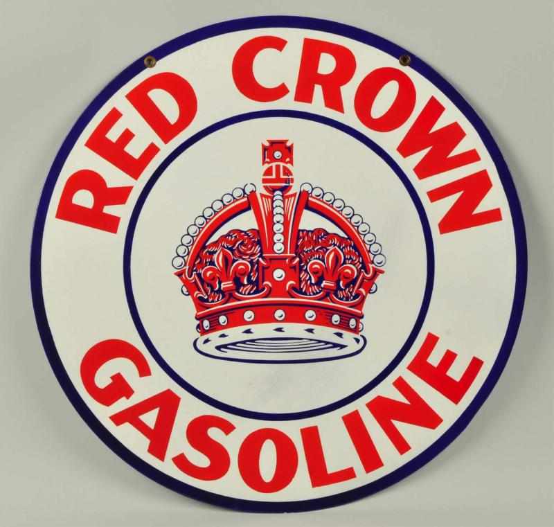 Appraisal: Porcelain Red Crown Gasoline -Sided Sign Description s to s