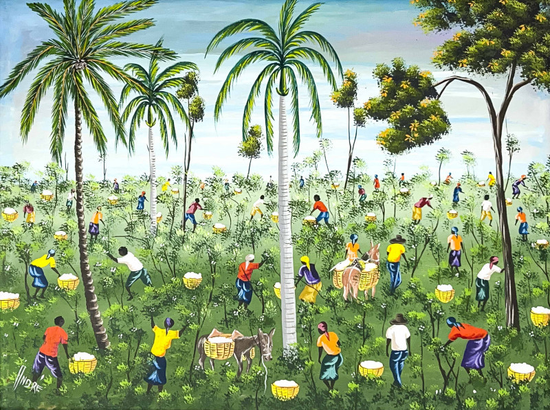 Appraisal: Haitian School XIX-XX Figures in Landscapeoil on canvas x inches