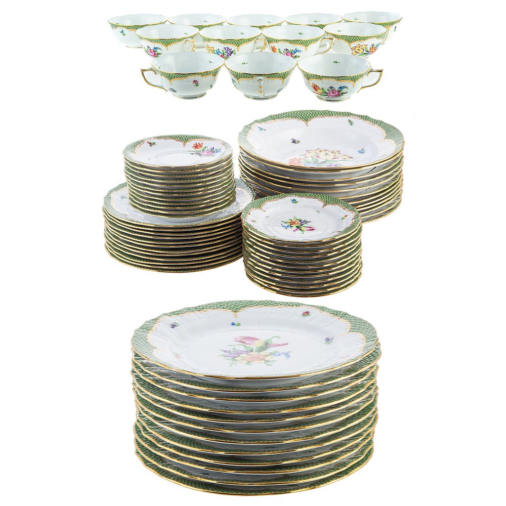 Appraisal: Herend Porcelain Partial Dinner Service In the Green Printemps pattern