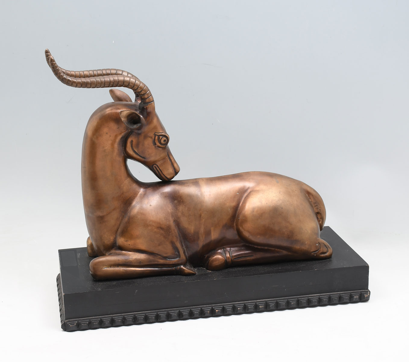 Appraisal: STYLIZED DECO GAZELLE SCULPTURE Bronze '' in height affixed to