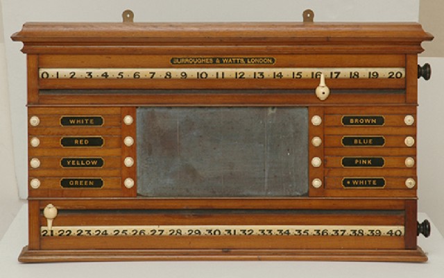 Appraisal: A VICTORIAN OAK BURROUGHES AND WATTS SNOOKER SCOREBOARD With sliding