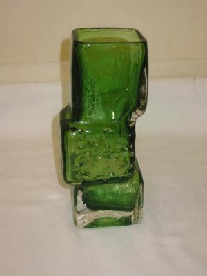 Appraisal: A WHITEFRIARS DRUNKEN BRICK VASE in green glass high