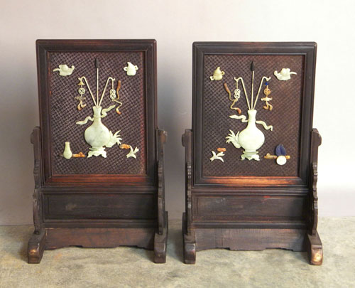 Appraisal: Pair of contemporary Chinese table screens h l