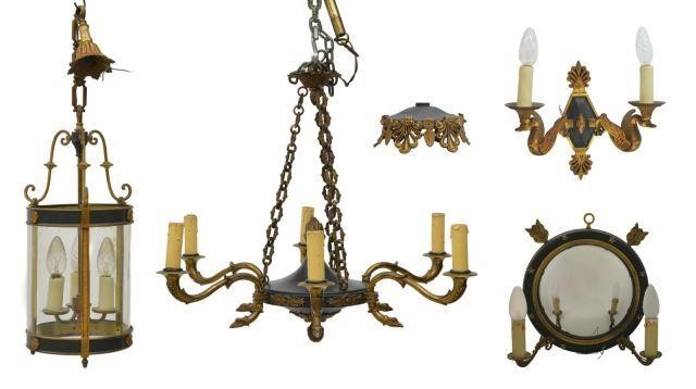 Appraisal: lot of French Empire style lighting group mid th c