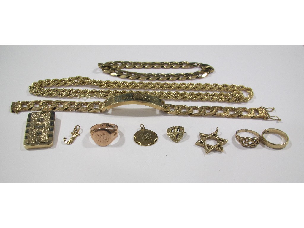 Appraisal: Lot of ct gold to include gents bracelets ingot neckchains