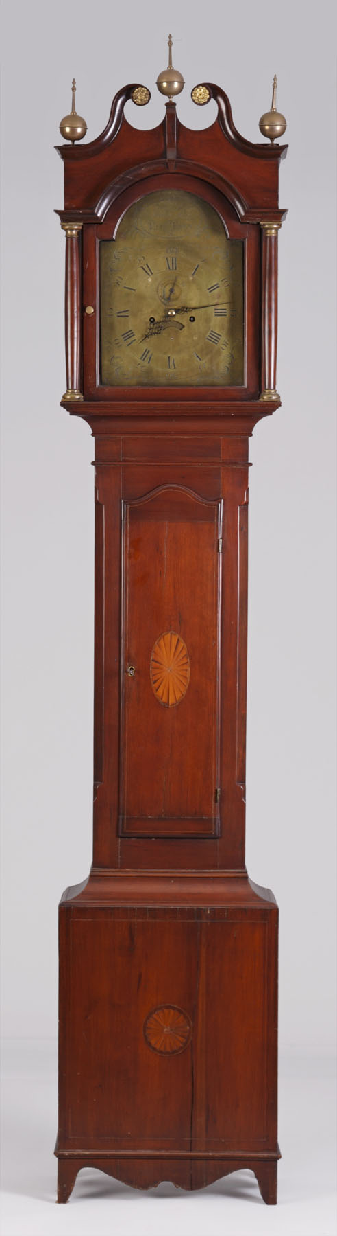 Appraisal: Aaron Lane NJ Brass Dial Tall Case Clock Aaron Lane