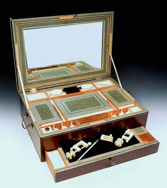 Appraisal: AN ANGLO INDIAN TEAK AND IVORY WORK BOX lined with