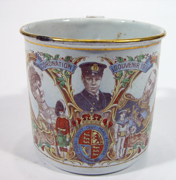 Appraisal: Enamel commemorative mug coronation souvenir cm high