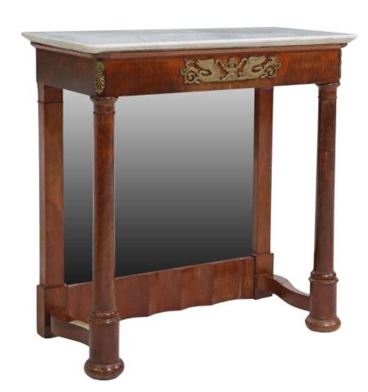 Appraisal: French Empire style mahogany pier console table th c having