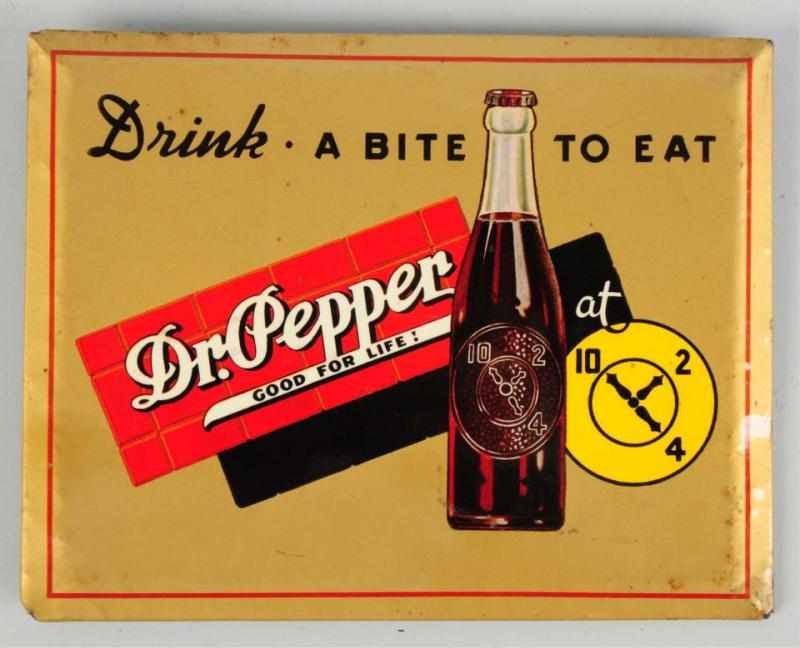 Appraisal: Celluloid Over Tin Dr Pepper Sign Colors are good but