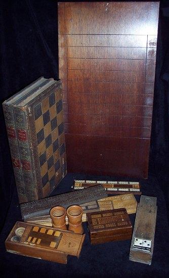 Appraisal: A shove halfpenny board a folding backgammon board and sundry