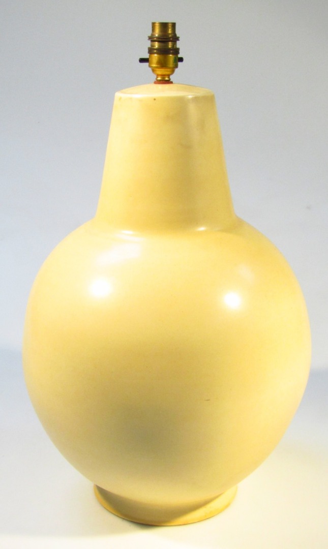 Appraisal: A modern Studio pottery retro design lamp of bulbous form