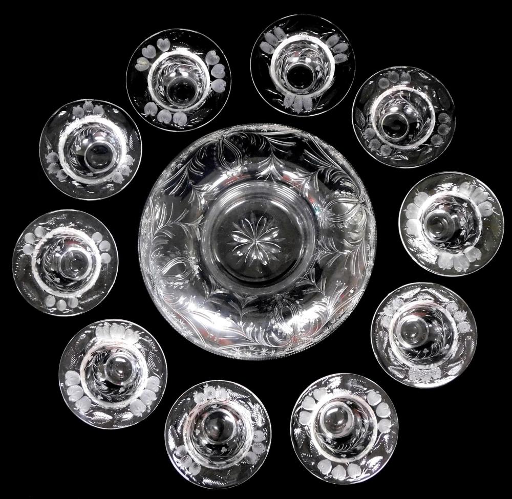 Appraisal: Cut glass dessert service eleven pieces center bowl with domed