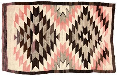 Appraisal: Navajo rug multiple serrated diamonds on natural field dark charcoal