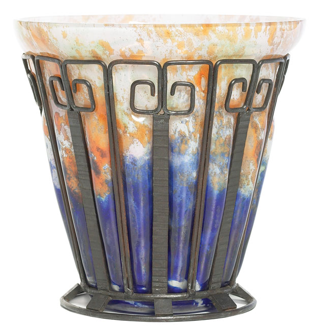 Appraisal: French Art Glass and Majorelle vase attribution flaring glass vase