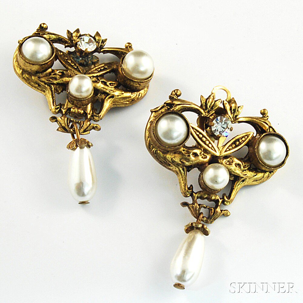 Appraisal: Pair of Vintage Chanel Costume Earclips the gold-tone earrings with