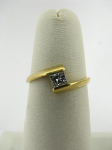 Appraisal: K yellow gold ring with princess cut diamond solitaire approximately