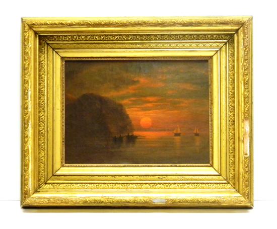 Appraisal: Unsigned oil on canvas depicting two sail oats and two