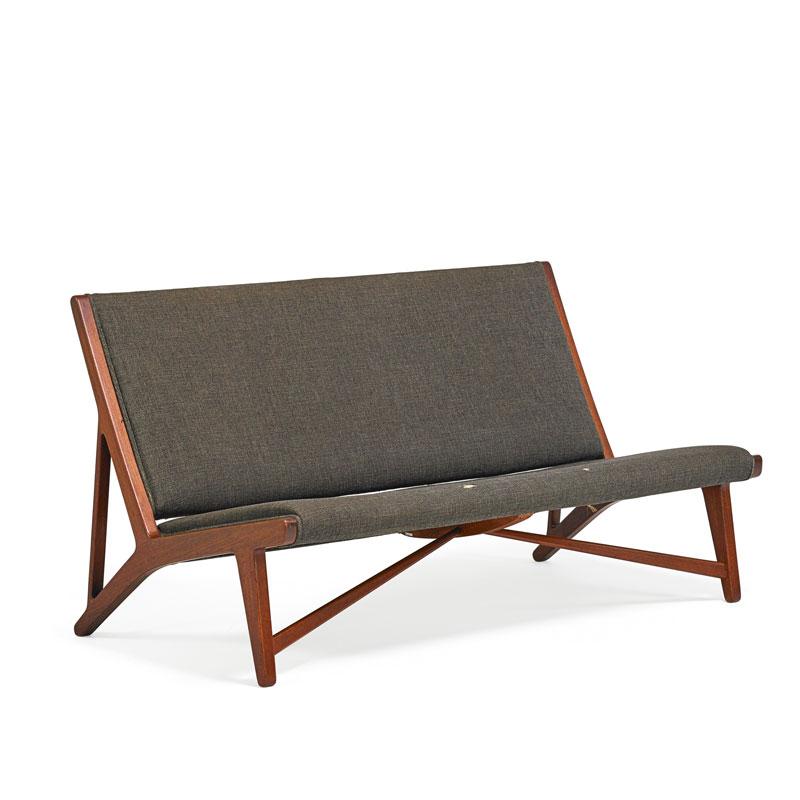 Appraisal: HANS WEGNER JOHANNES HANSEN Settee Condition Report Rich patina to