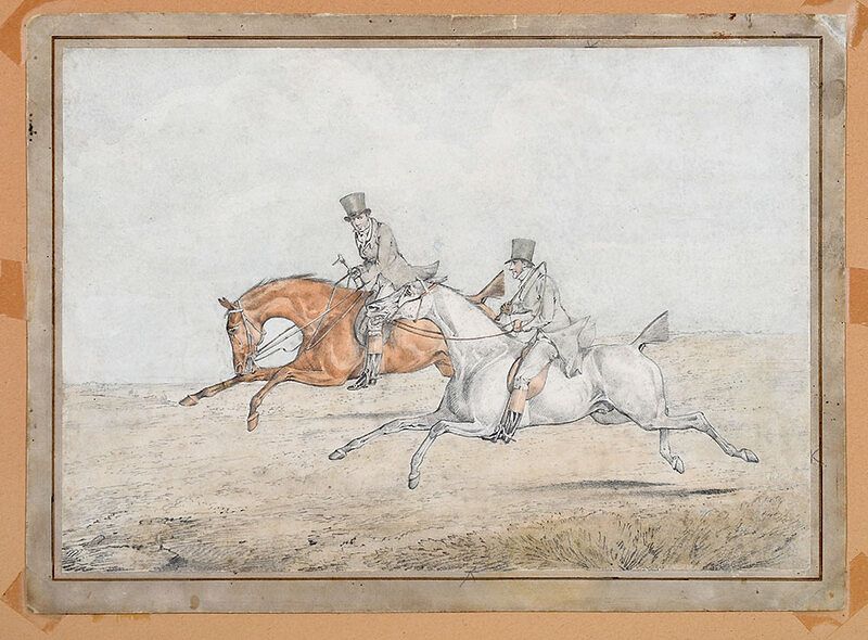 Appraisal: Attributed to Henry Alken British - Coursing unsigned watercolor and