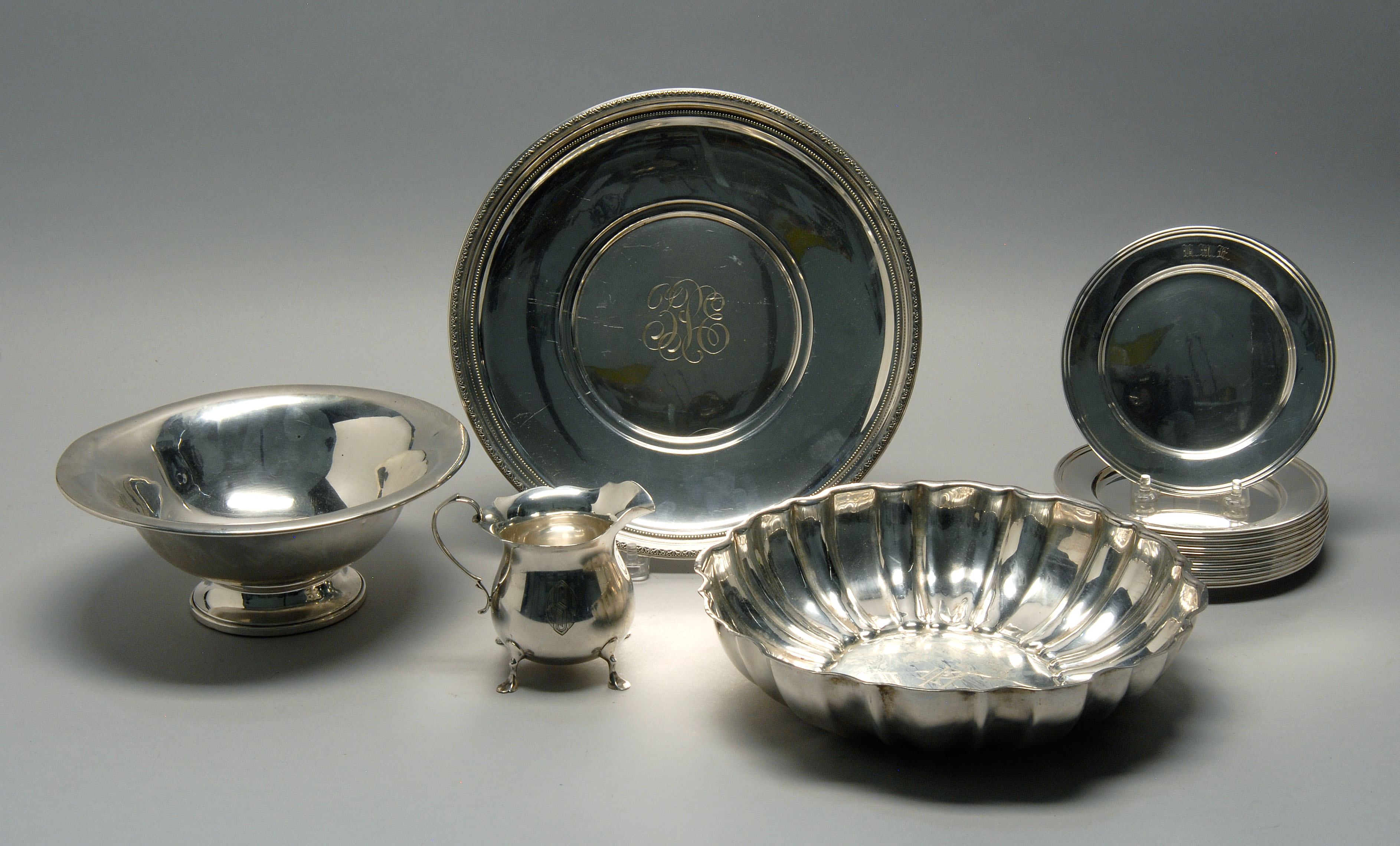 Appraisal: SIXTEEN PIECES OF AMERICAN STERLING SILVER HOLLOWWARE th CenturyAll with