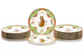 Appraisal: Set of Lynn Chase Tiger Raj Dinner Plates Lynn Chase