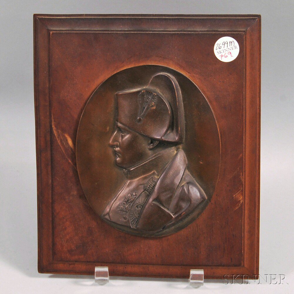 Appraisal: Mounted Bronze Plaque of Napoleon th century the bust medallion