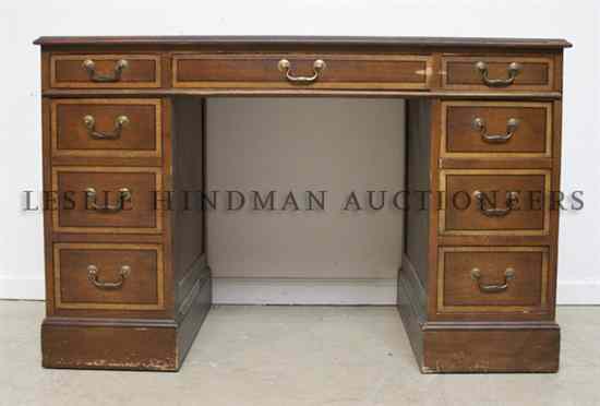 Appraisal: An American Pedestal Desk Sleigh Furniture having a leather inset