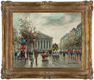 Appraisal: Antione Blanchard Parisian street scene Rue Royale signed lower right