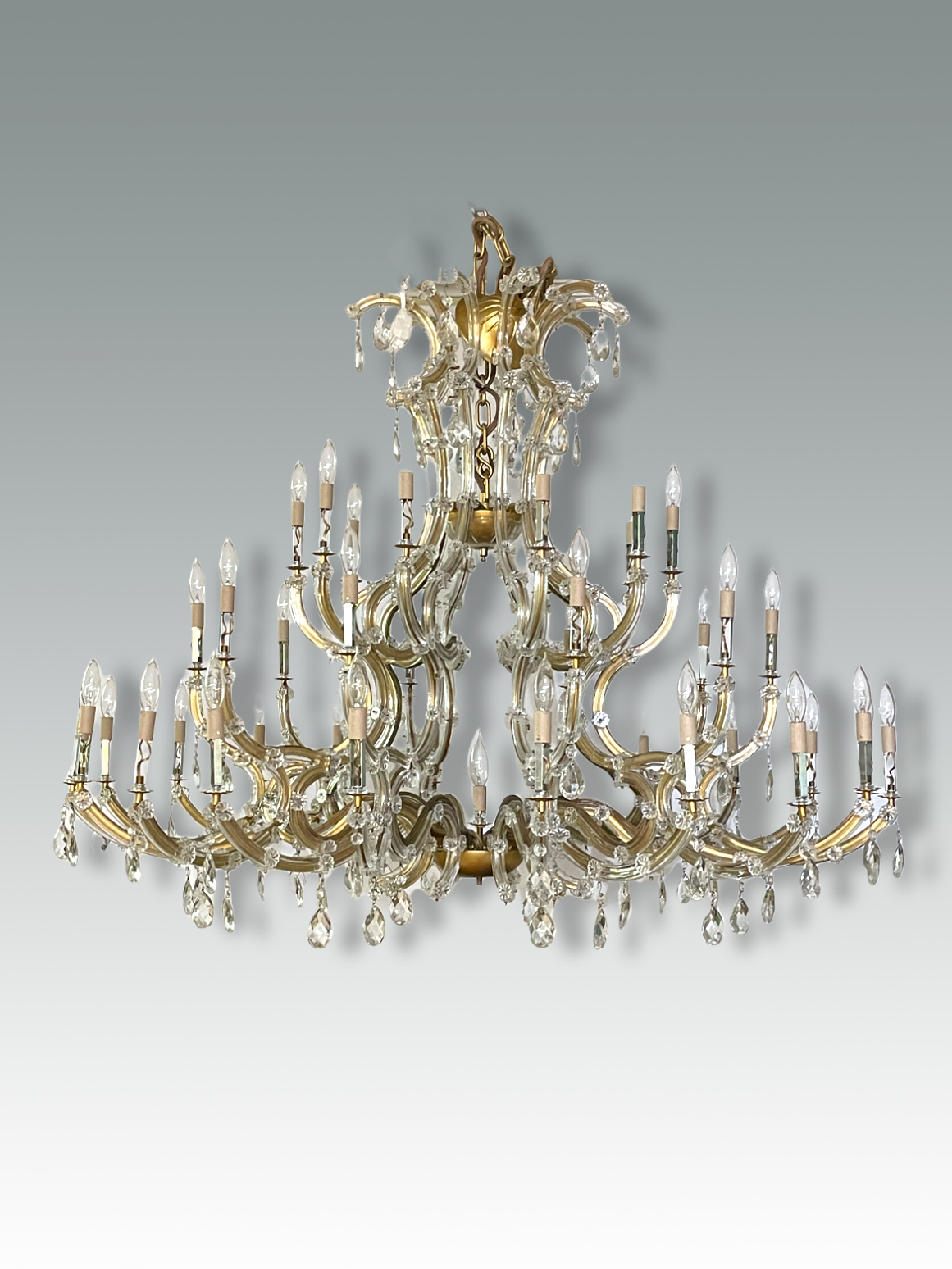 Appraisal: PALATIAL MULTI-ARM CHANDELIER Palatial - Arm - Light Brass Crystal