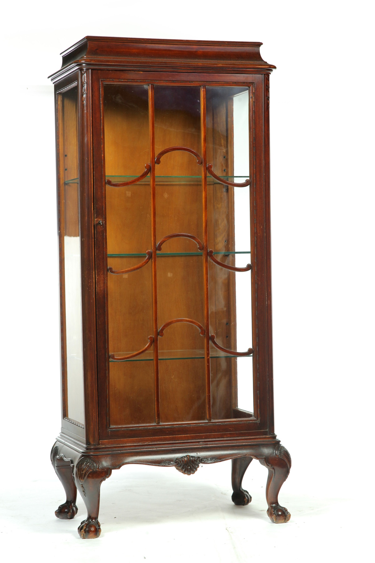 Appraisal: CHIPPENDALE-STYLE CURIO CABINET American nd quarter- th century mahogany Glass