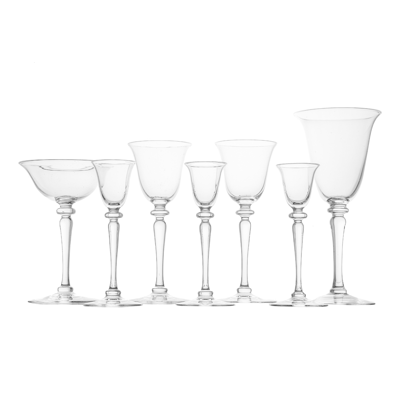 Appraisal: STEUBEN CRYSTAL WINE STEM SET pieces comprising red wine in