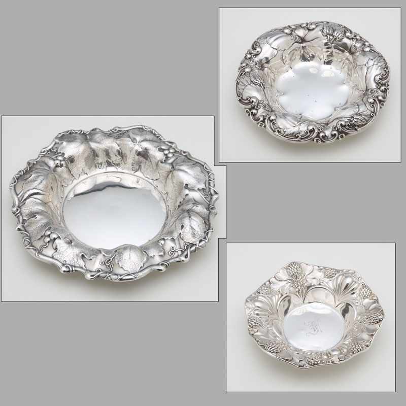 Appraisal: A group of three American Art Nouveau sterling silver floral