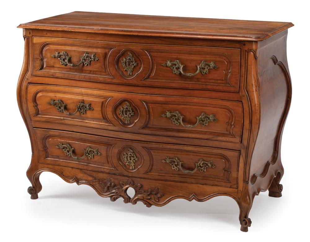 Appraisal: French Provincial Carved Fruitwood Bombe Commode mid-to-late th c and