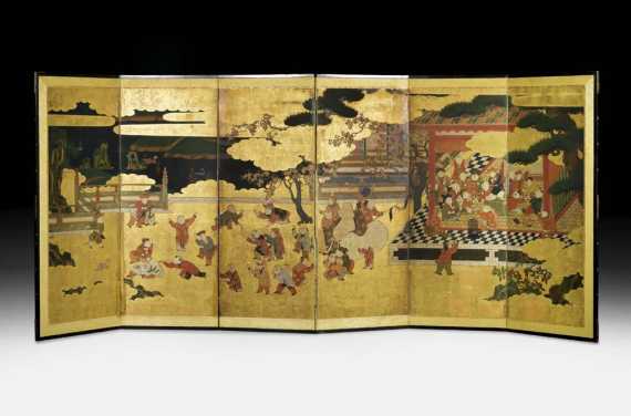 Appraisal: VERY FINE SIX-PART SCREEN Japan Momoyama-period circa x cm Fine