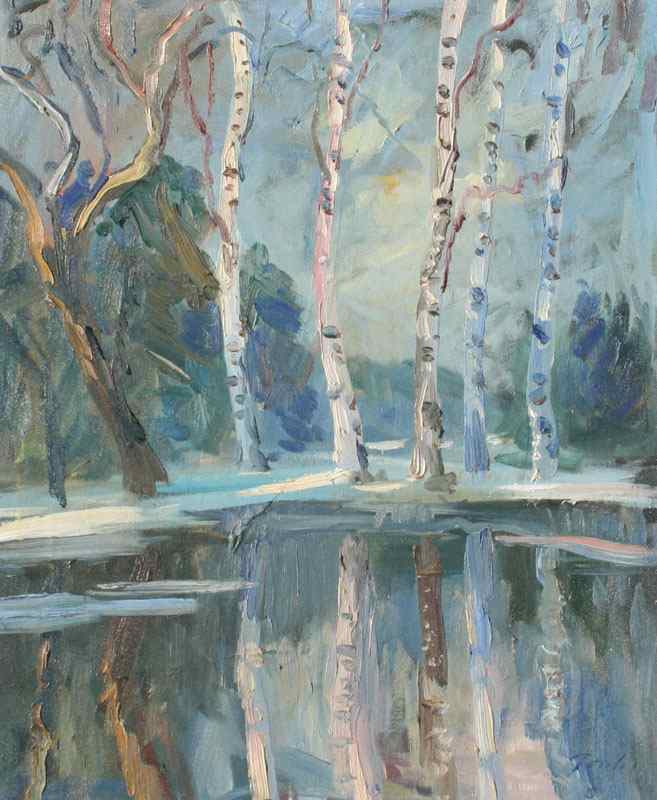 Appraisal: GAILIS Janis Latvian American - ''Berzi Pie Udennes'' depicts Forest