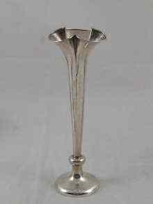 Appraisal: A tall silver specimen vase of trefoil section Birmingham cm