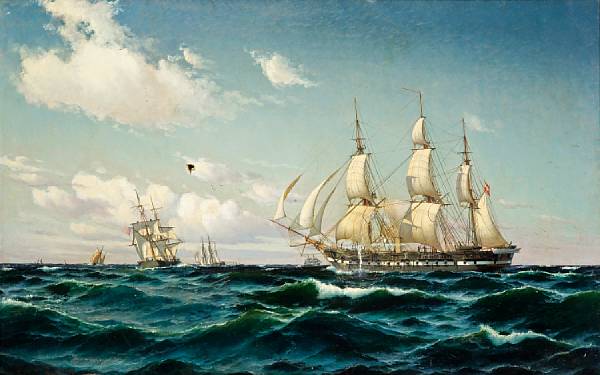 Appraisal: Carl Ludvig Thilson Locher Danish - The frigate 'Fyen' in